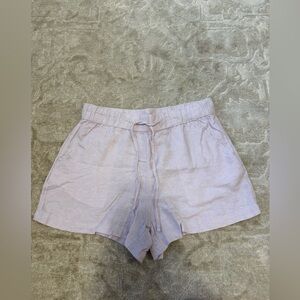 Time and Tru Light Lavender Drawstring Linen-Blend Shorts